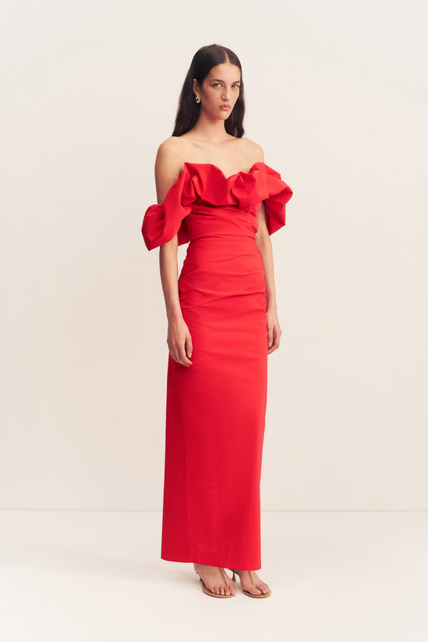 CAMPBELL OFF SHOULDER BUBBLE MAXI DRESS - GOJI_A