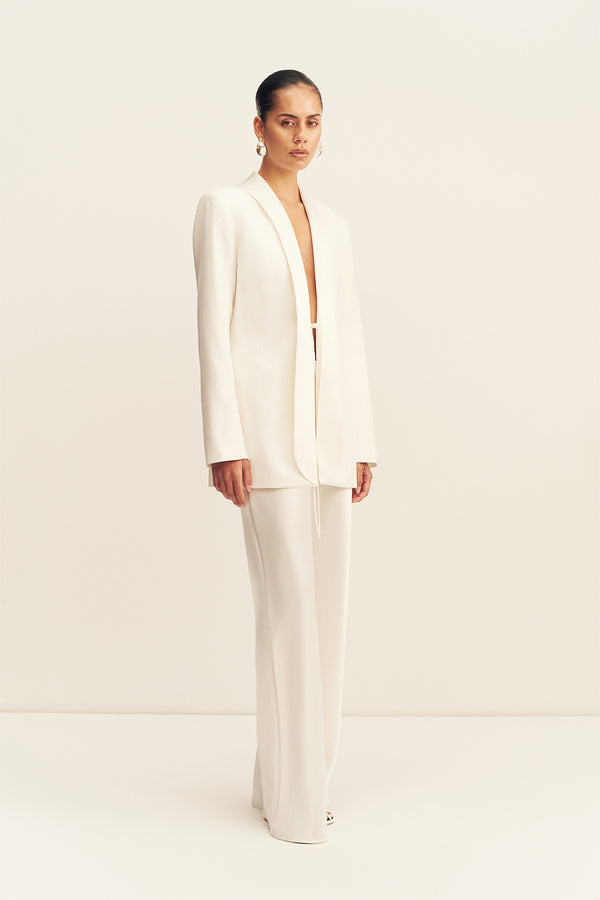 SOLANA TUXEDO TIE BLAZER - IVORY