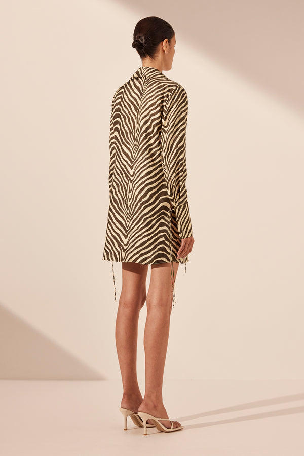 SANA SILK SHIRT TIE MINI DRESS_B