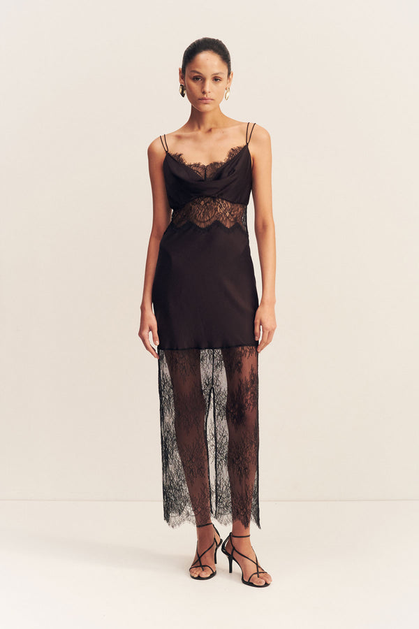 LABYRINTH LACE MAXI DRESS - BLACK_F