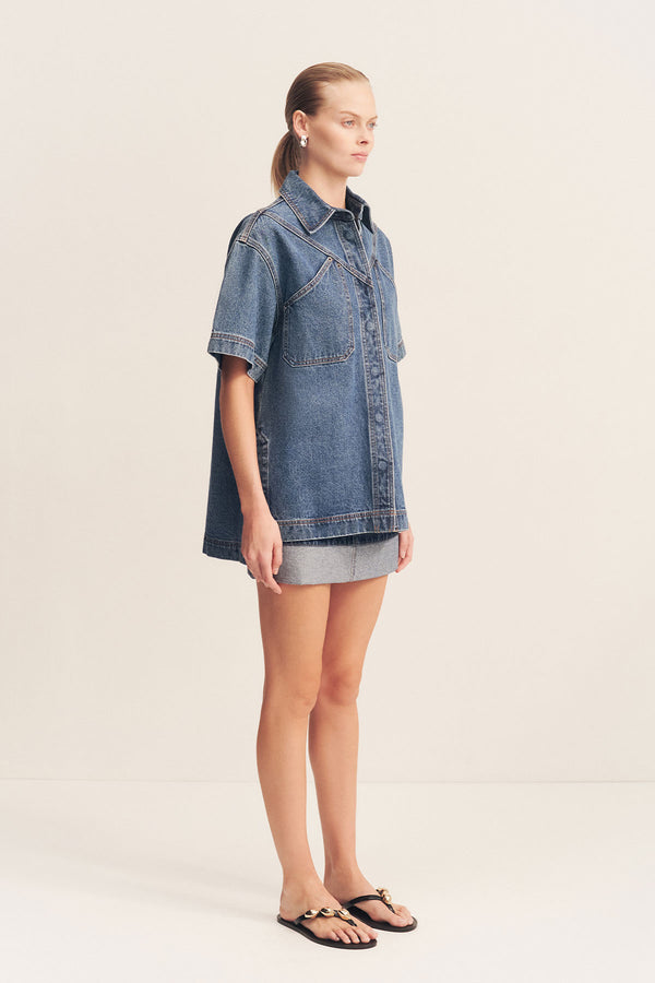 BOYD CUFFED MINI SKIRT - VINTAGE BLUE_A