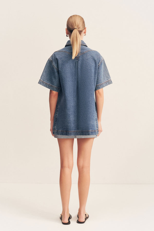 BOYD CUFFED MINI SKIRT - VINTAGE BLUE_B