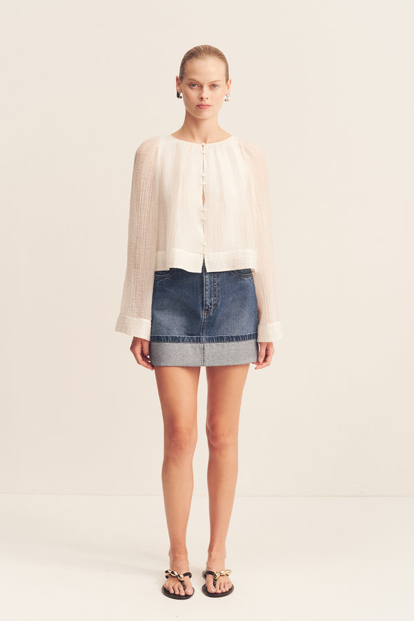 BOYD CUFFED MINI SKIRT - VINTAGE BLUE