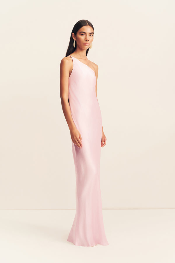 LA LUNE ONE SHOULDER COWL BACK MAXI DRESS - BLOSSOM