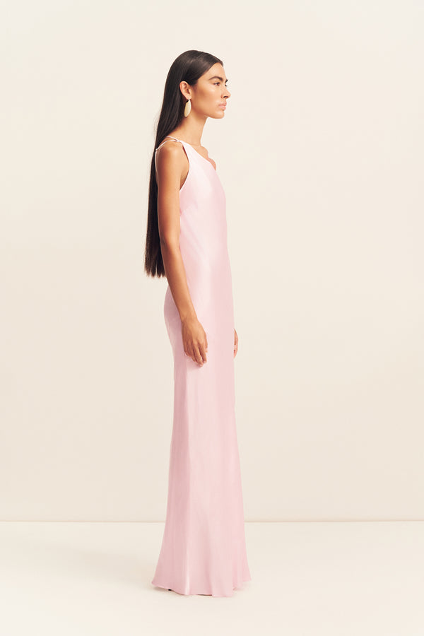 LA LUNE ONE SHOULDER COWL BACK MAXI DRESS - BLOSSOM