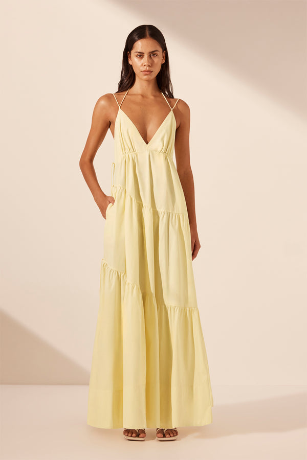 MAIORI TIERED MAXI DRESS - LEMON_F