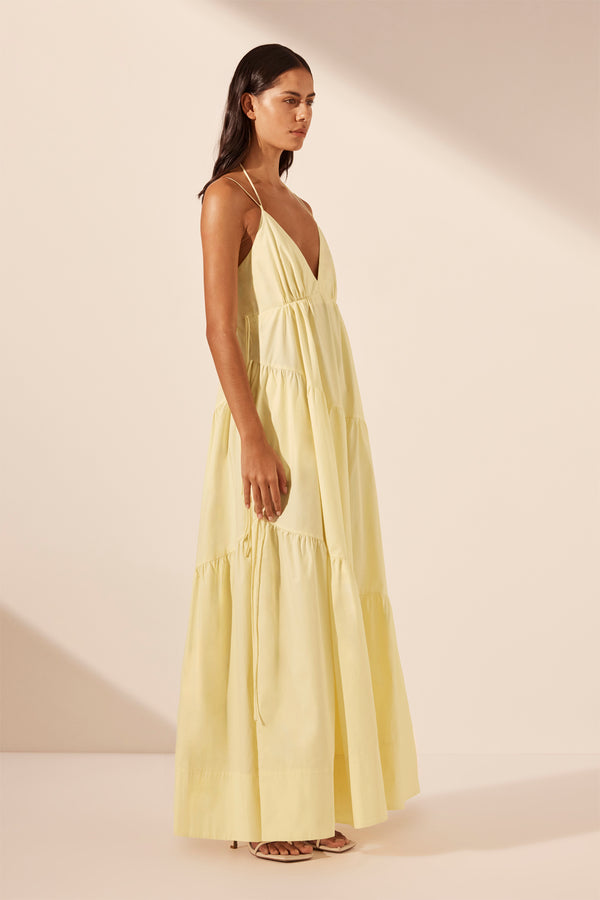 MAIORI TIERED MAXI DRESS - LEMON_A