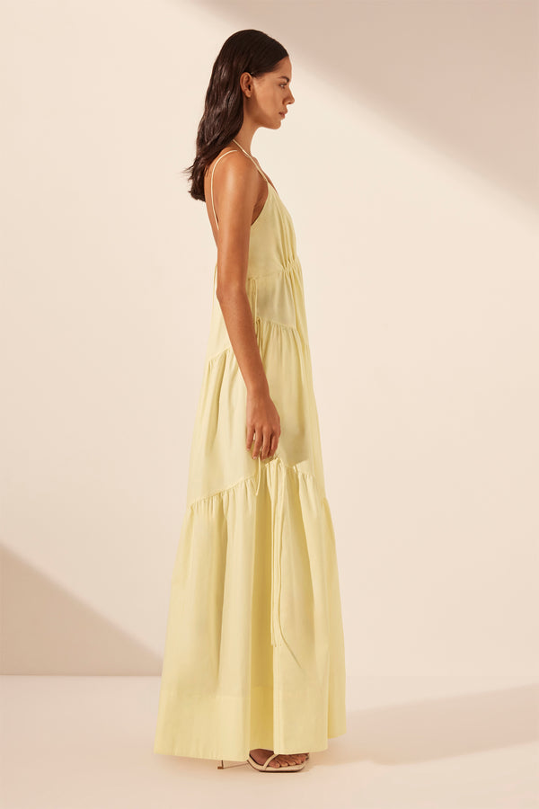 MAIORI TIERED MAXI DRESS - LEMON_S