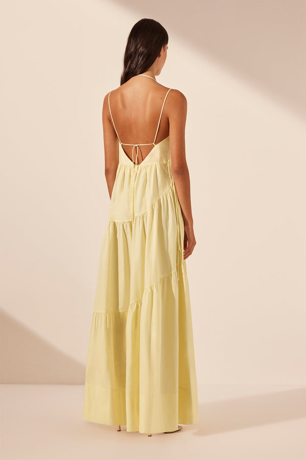 MAIORI TIERED MAXI DRESS - LEMON_B