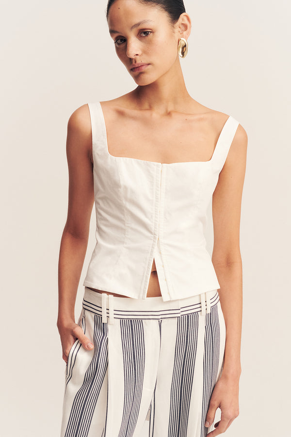 MAIORI SQUARE NECK TOP - IVORY_D