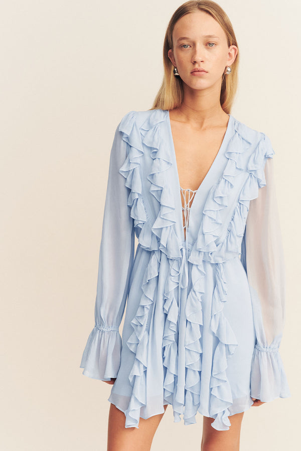 EMORY RUFFLE MINI DRESS - ARCADIAN BLUE_D