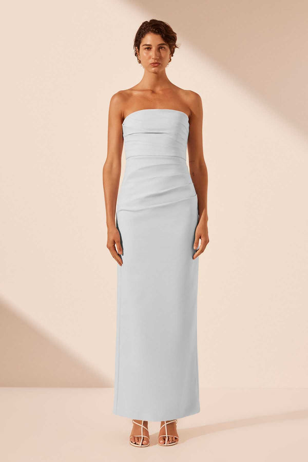 LANI STRAPLESS DRAPED MAXI DRESS - SKY_F