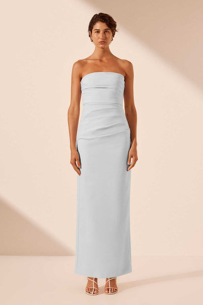 LANI STRAPLESS DRAPED MAXI DRESS | SKY | DRESSES | SHONA JOY
