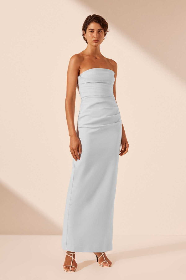 LANI STRAPLESS DRAPED MAXI DRESS - SKY_A