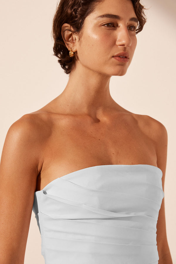 LANI STRAPLESS DRAPED MAXI DRESS - SKY_D
