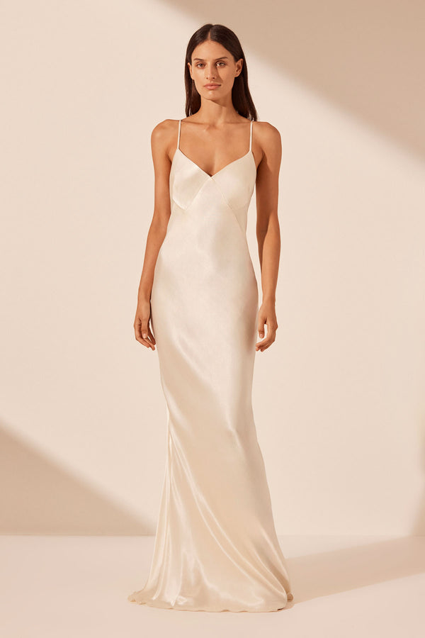 LA LUNE LOW BACK MAXI DRESS - CREAM_F