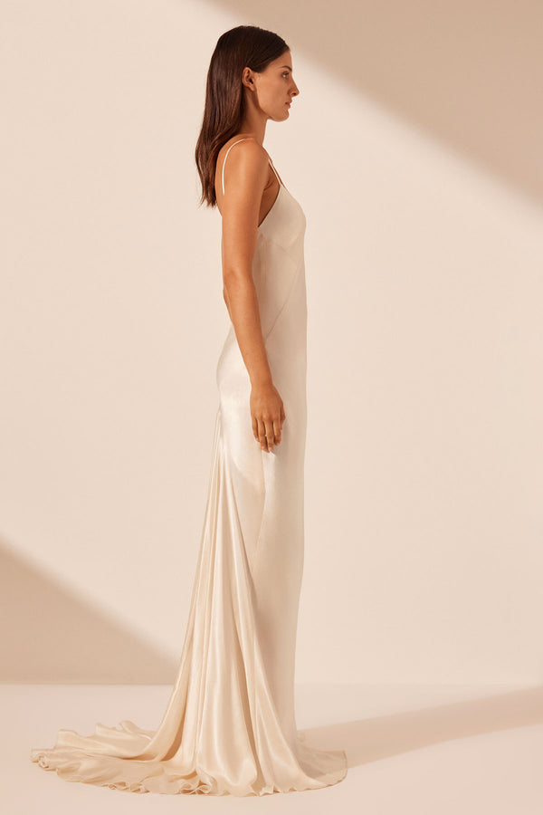 LA LUNE LOW BACK MAXI DRESS - CREAM_S