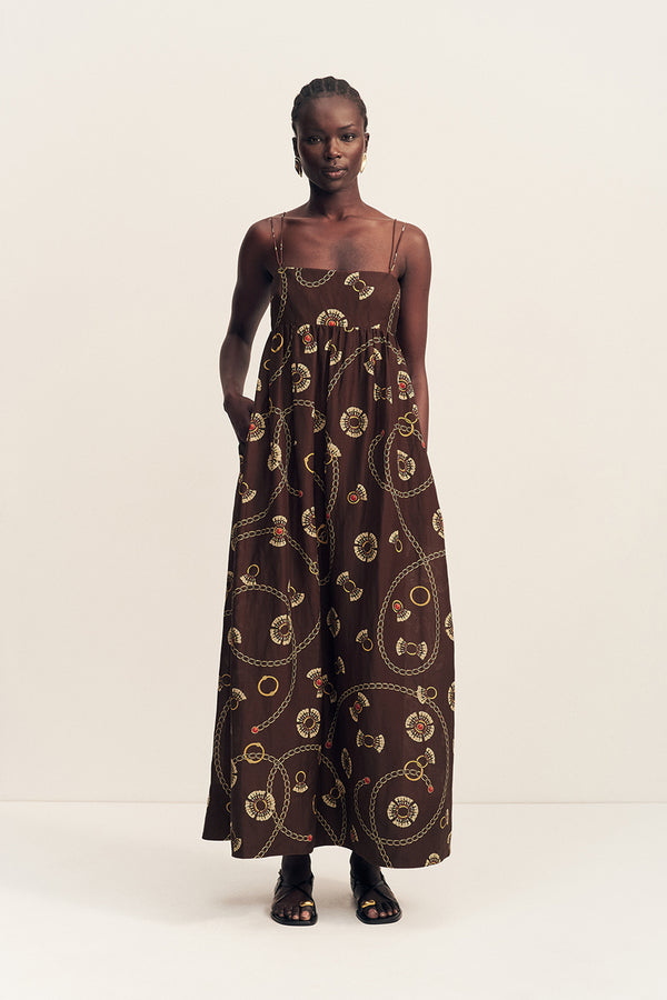 VACANZA SQUARE NECK MAXI DRESS - MEDALLION STAMP_F