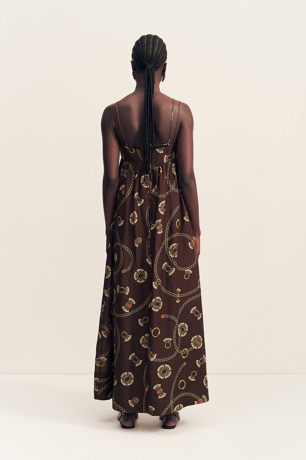 VACANZA SQUARE NECK MAXI DRESS - MEDALLION STAMP