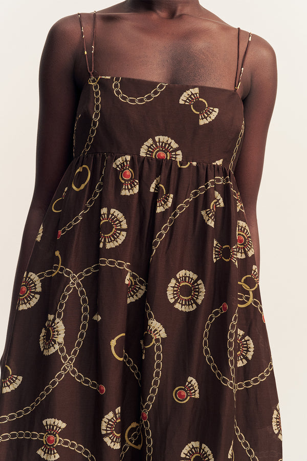 VACANZA SQUARE NECK MAXI DRESS - MEDALLION STAMP