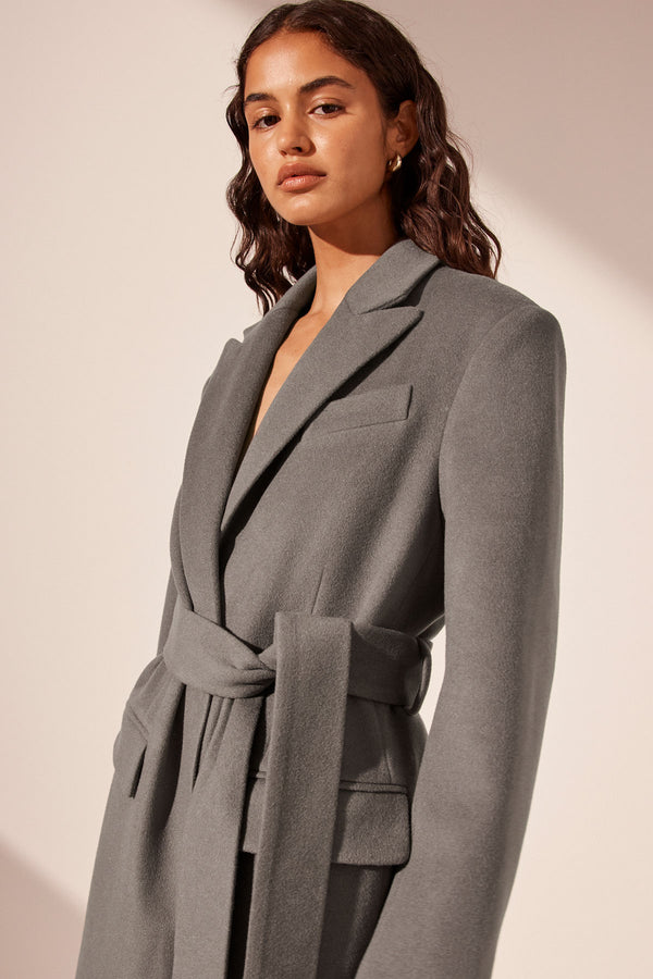 LUNA OVERSIZED PEAK LAPEL COAT WITH BELT - GRAPHITE_D