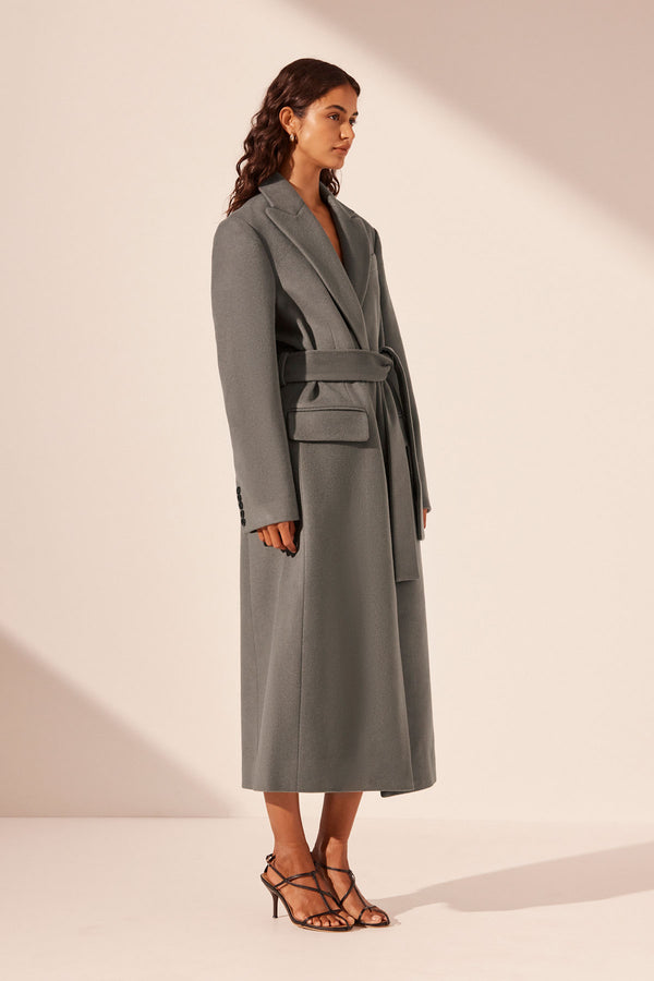 LUNA OVERSIZED PEAK LAPEL COAT WITH BELT - GRAPHITE_A