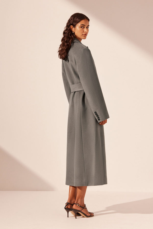 LUNA OVERSIZED PEAK LAPEL COAT WITH BELT - GRAPHITE_B