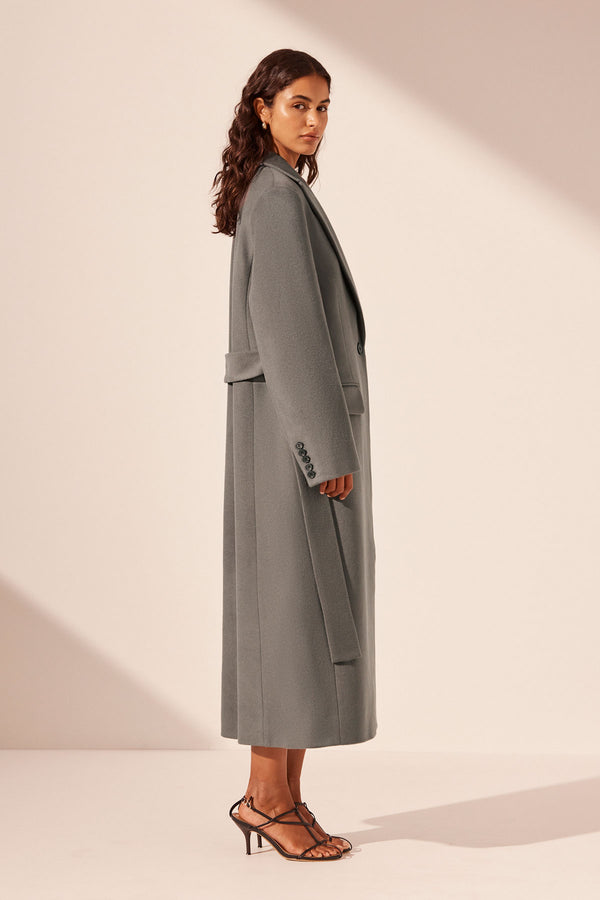 LUNA OVERSIZED PEAK LAPEL COAT WITH BELT - GRAPHITE_S