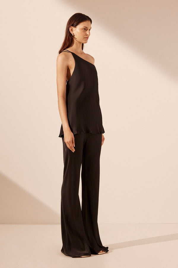 MIA ONE SHOULDER COWL BACK TOP - BLACK_A