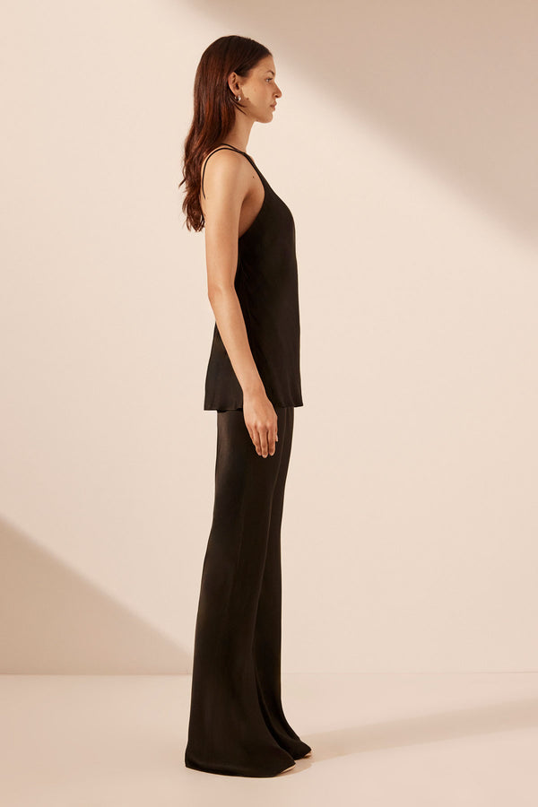 MIA ONE SHOULDER COWL BACK TOP - BLACK_S