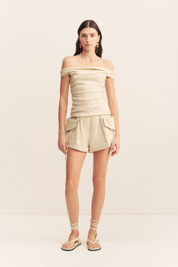 KASBAH OFF SHOULDER TOP - OYSTER_F