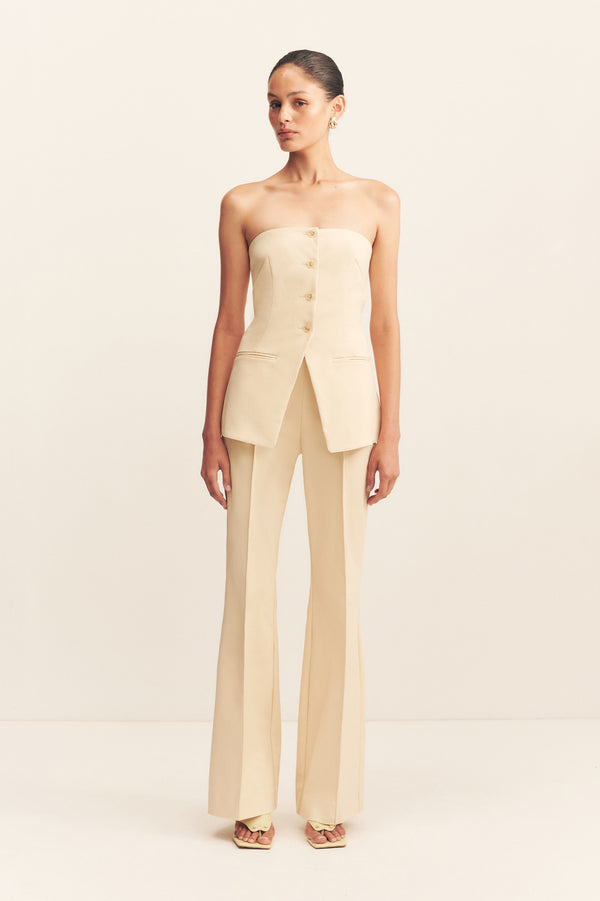 LANI STRAPLESS TAILORED TOP - BISCOTTI_F