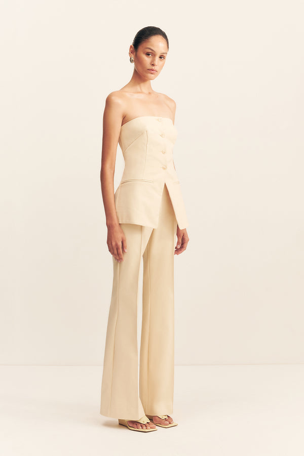 LANI STRAPLESS TAILORED TOP - BISCOTTI