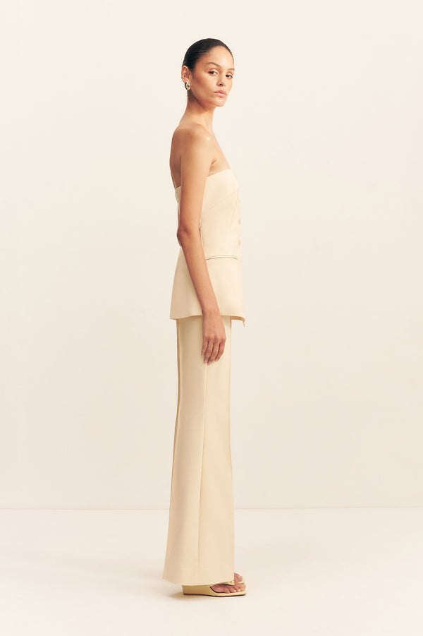LANI STRAPLESS TAILORED TOP - BISCOTTI