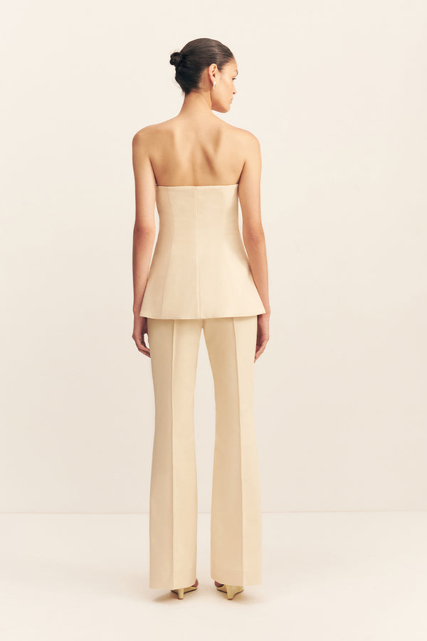 LANI STRAPLESS TAILORED TOP - BISCOTTI