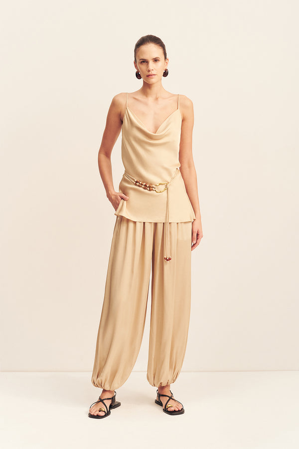 AGNES COWL NECK TUNIC WITH BELT - OAT_F