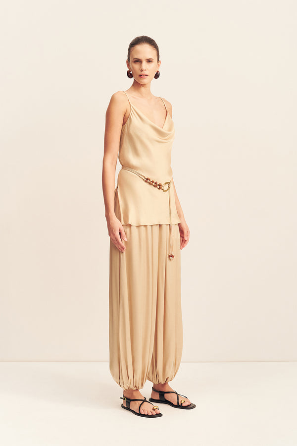 AGNES COWL NECK TUNIC WITH BELT - OAT