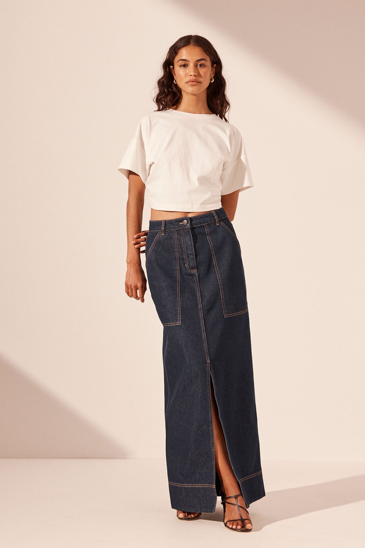 RITA PANELLED MAXI SKIRT - DEEP INDIGO_F