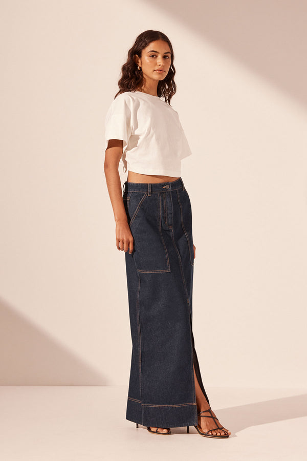 RITA PANELLED MAXI SKIRT - DEEP INDIGO_A