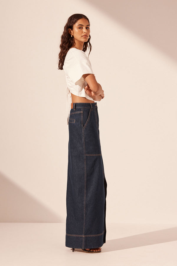 RITA PANELLED MAXI SKIRT - DEEP INDIGO_S