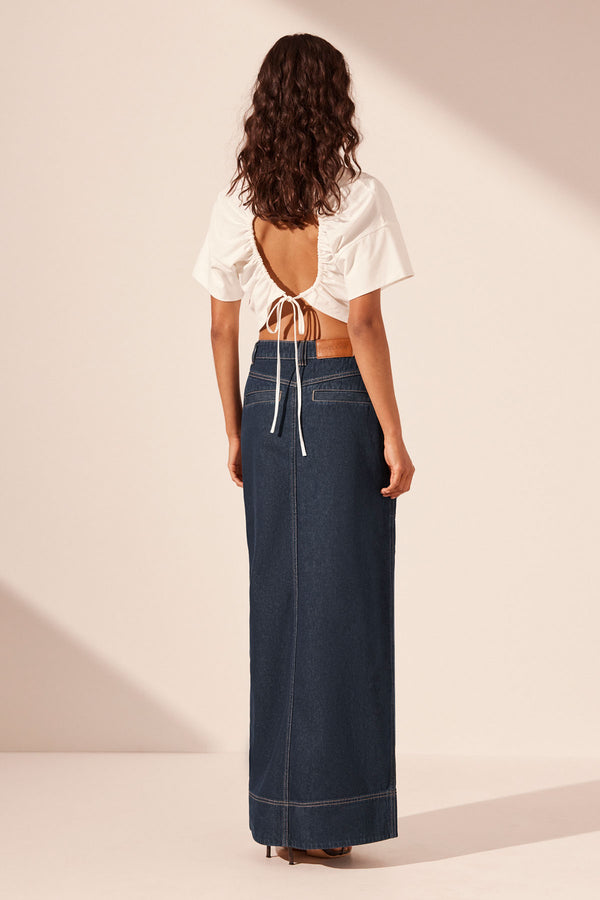 ALDA OPEN BACK DRAWSTRING CROP T SHIRT - WHITE_B