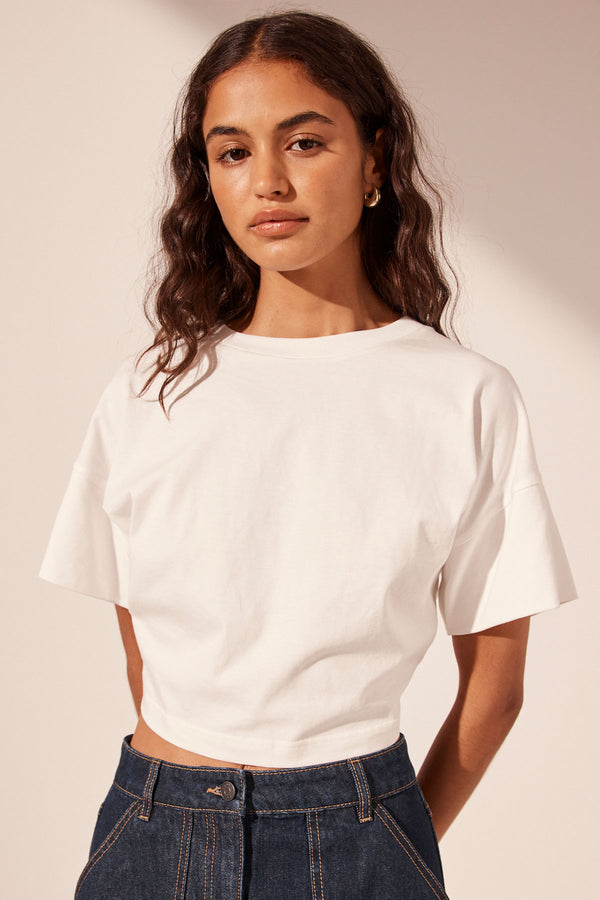 ALDA OPEN BACK DRAWSTRING CROP T SHIRT - WHITE_D
