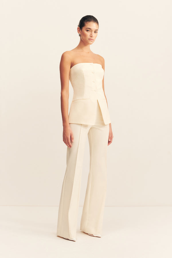 LANI STRAPLESS TAILORED TOP - RICE