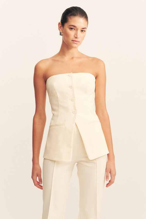 LANI STRAPLESS TAILORED TOP - RICE