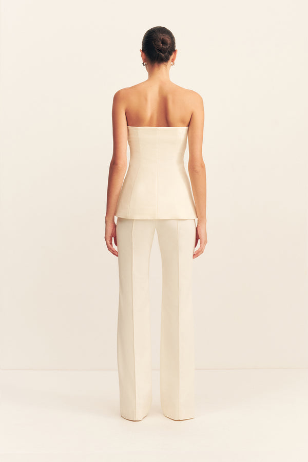 LANI STRAPLESS TAILORED TOP - RICE