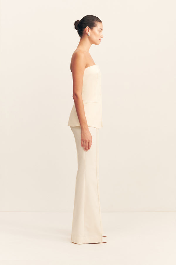 LANI STRAPLESS TAILORED TOP - RICE