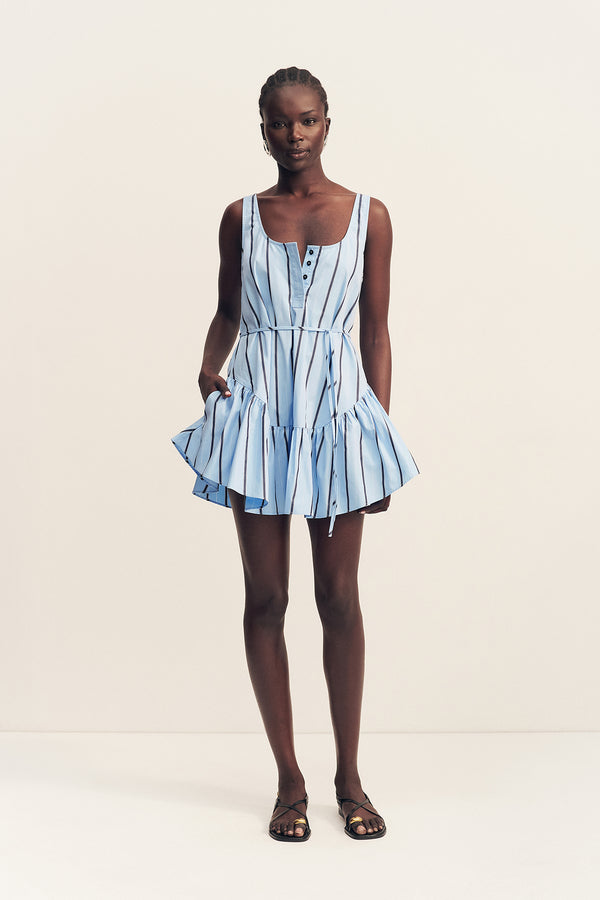 SAXON COTTON SCOOP NECK MINI DRESS