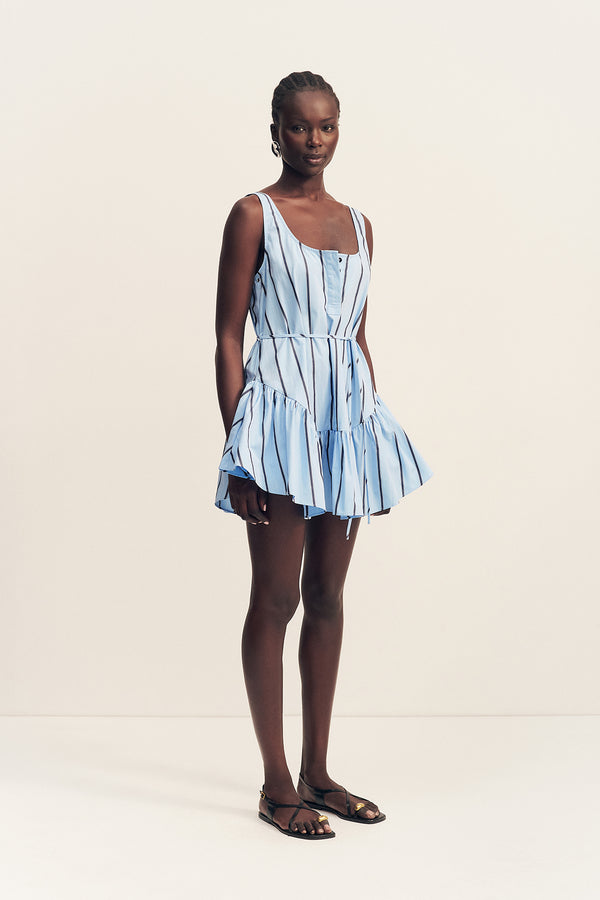 SAXON COTTON SCOOP NECK MINI DRESS