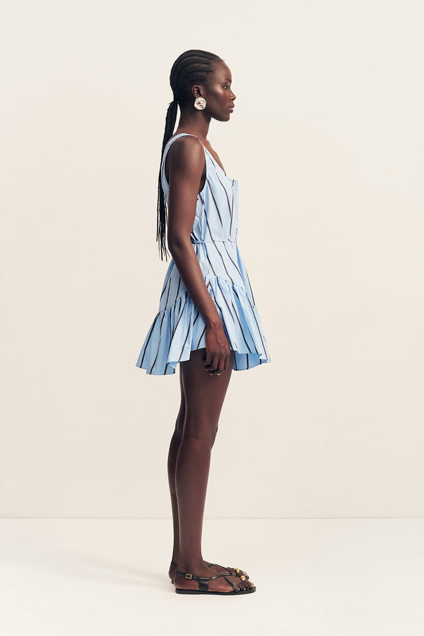 SAXON COTTON SCOOP NECK MINI DRESS