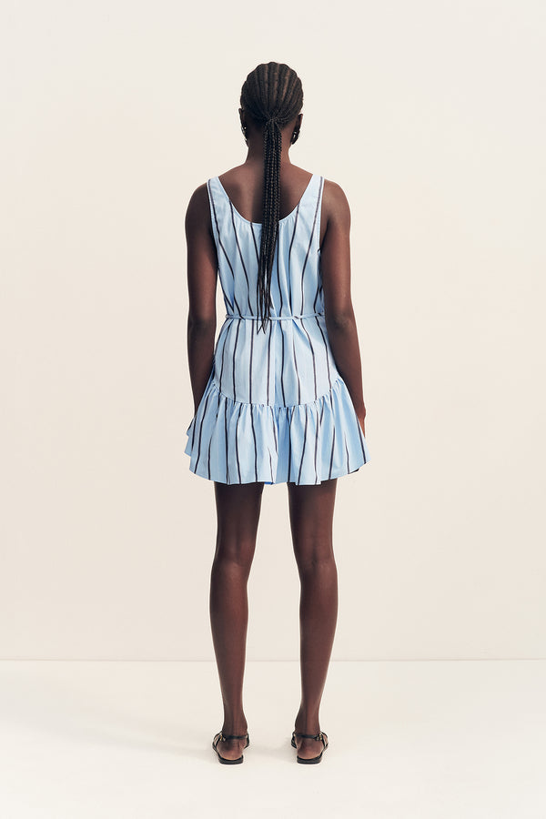 SAXON COTTON SCOOP NECK MINI DRESS